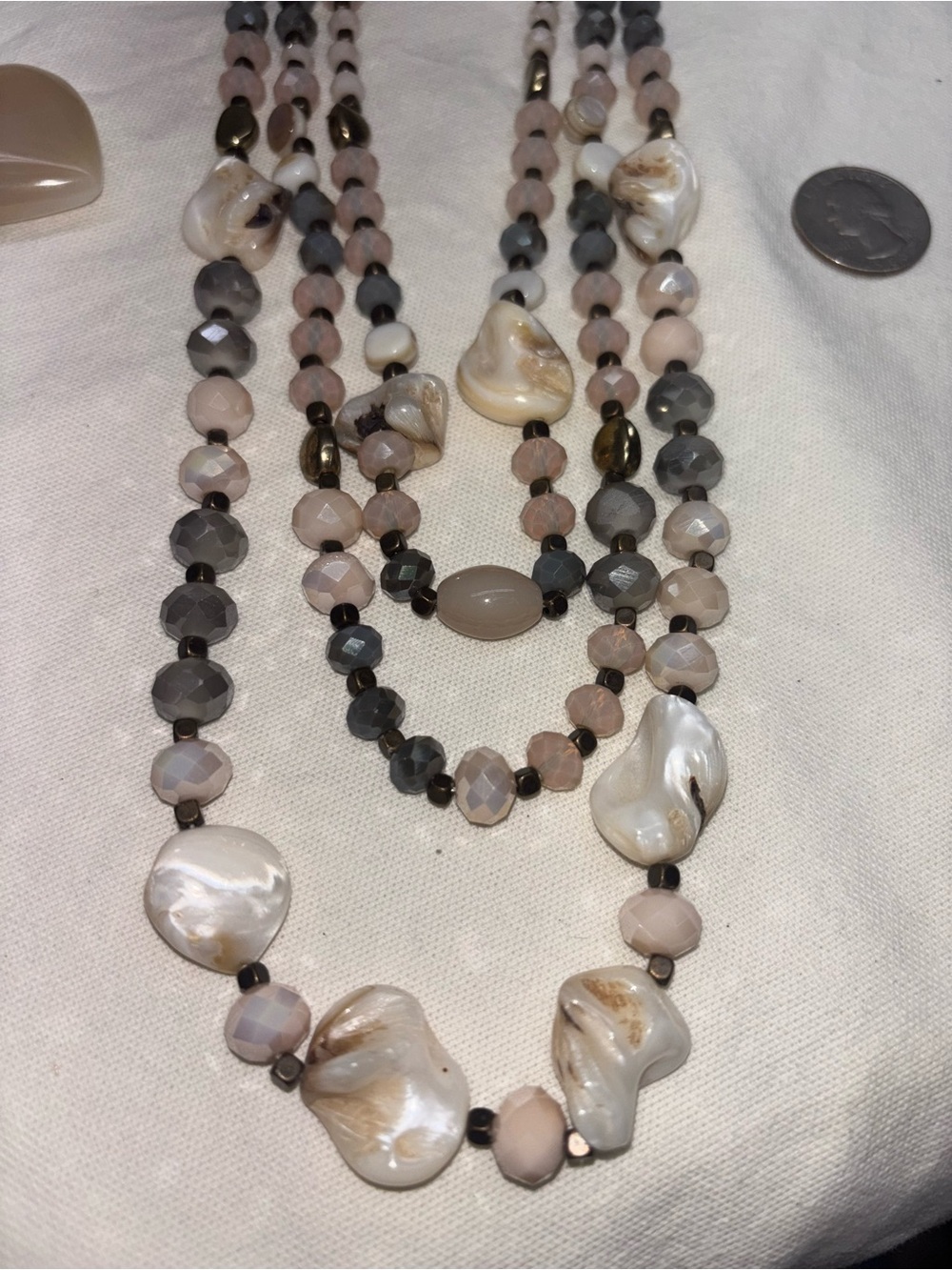Carolee Neutral Multi-Strand Shell & Faceted Bead Necklace
